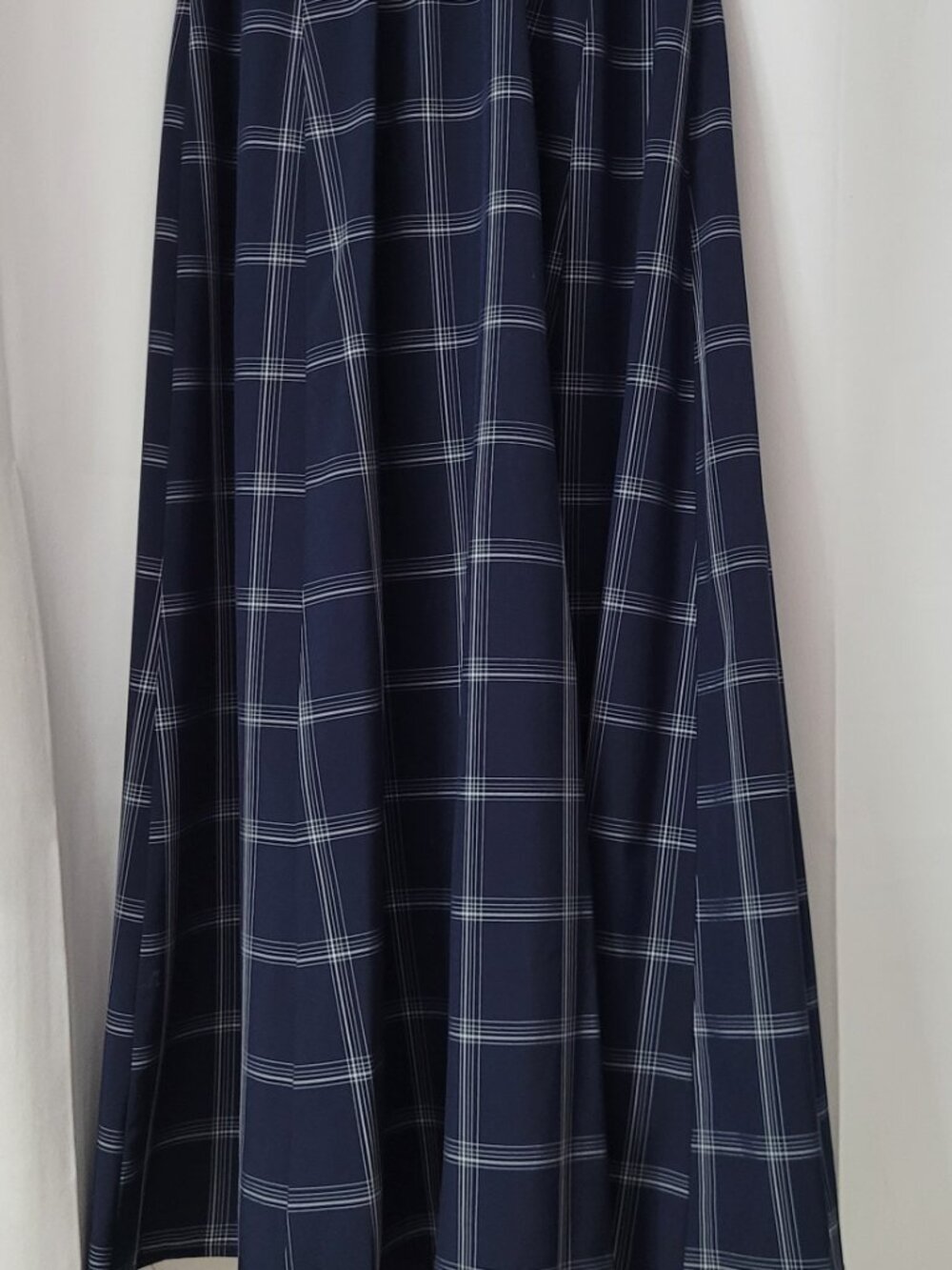 NWT Calvin Klein Navy Windowpane Plaid Belted Midi Shirt Dress - Picture 11 of 13